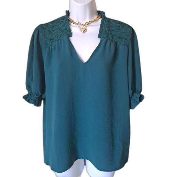 Oversized Flowing V-Neck Casual Blouse - Picture 1 of 4